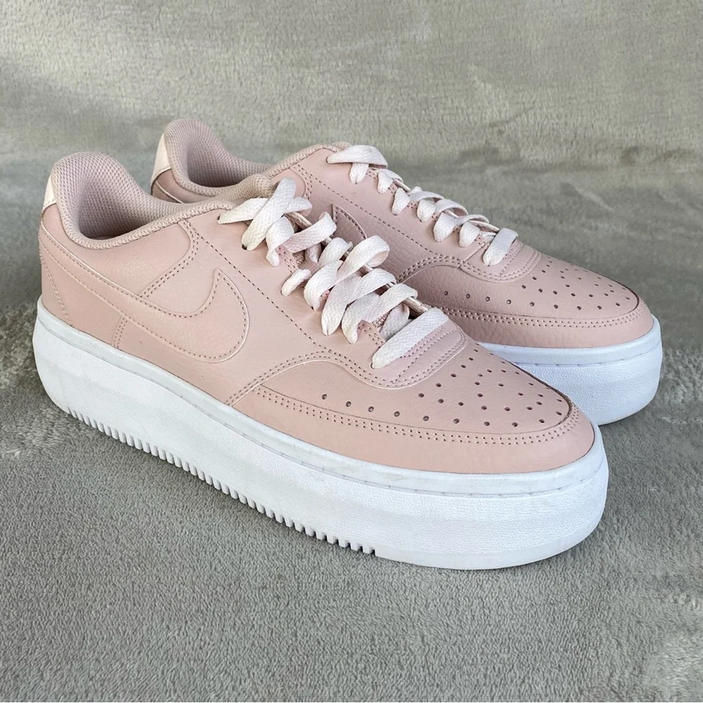 Nike Court Vision Alta Women's Sneaker Size 9.5 Pink White Leather Shoes